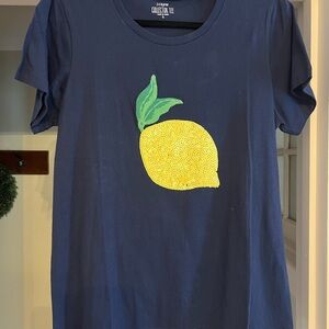 Women’s Navy Blue Lemon Graphic Tee